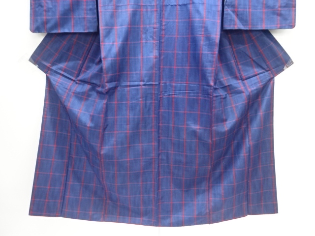  格子織り出し米沢紬着物・道行コートアンサンブル